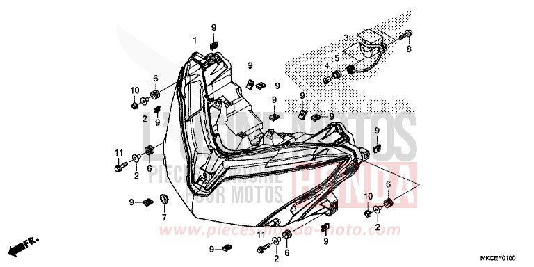 HEADLIGHT for Gold Wing CANDY ARDENT RED (R367B) from 2019